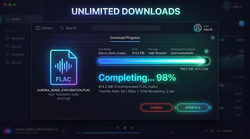 Unlimited SoundCloud to WAV downloads Fast unlimited download progress bar for WAV files